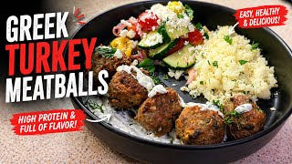 Greek Turkey Meatballs | High Protein Tzatziki | Cauliflower Rice | Cucumber Salad