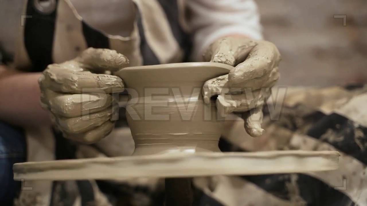 Potter Making Clay Vase Stock Video