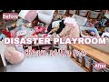 DISASTER PLAYROOM CLEAN WITH ME - Toys are out of control! Toy declutter and toy storage