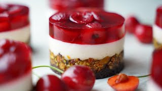 No-Bake / No-Egg / 컵 계량 / 체리 미니 젤리 치즈케이크 / Beautiful Cherry Mini Jelly Cheesecake Recipe / ASMR