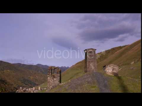 Georgian National Towers In Svaneti. Chazhashi, Georgia - Stock Footage | VideoHive 14724743