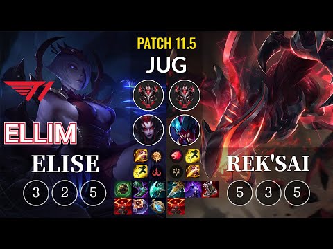 T1 Ellim Elise vs Rek'Sai Jungle - KR Patch 11.5