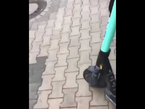 german woman screams after guy falls off kick scooter