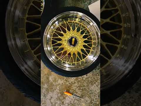 #Gold #BBS custom wheel 18" Mercedes 190 install. #jnc #motivation #rims #tires #pirelli