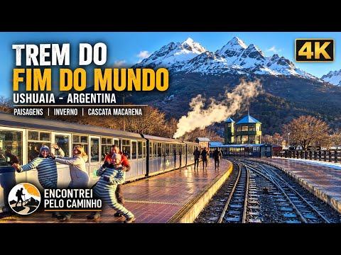 🚂 TREM DO FIM DO MUNDO ❄️ | Paisagens de Inverno e Cascata Macarena | Ushuaia 4K