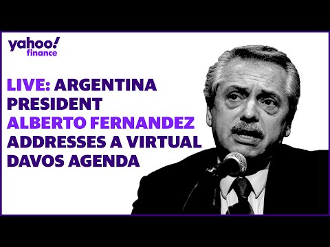 Argentina President Alberto Fernandez addresses a virtual Davos Agenda
