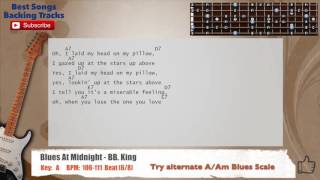 Blues At Midnight - BB. King Guitar Backing Track with scale, chords and lyrics