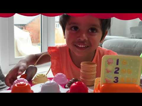 Srivika pretending to sell ice creams -Srisha