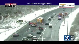 2-vehicle crash slows traffic on I-91 north in Middletown