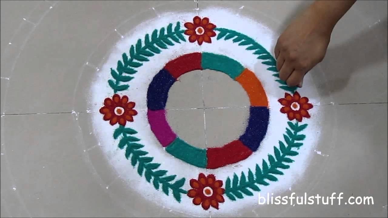 Unique multicolored rangoli design by poonam borkar 
