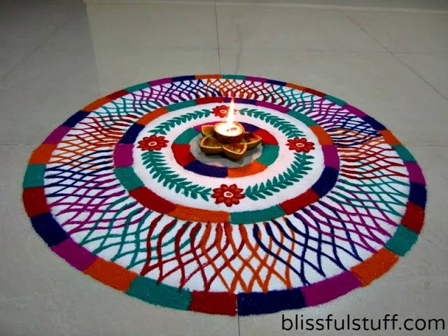 Unique multicolored rangoli design by poonam borkar