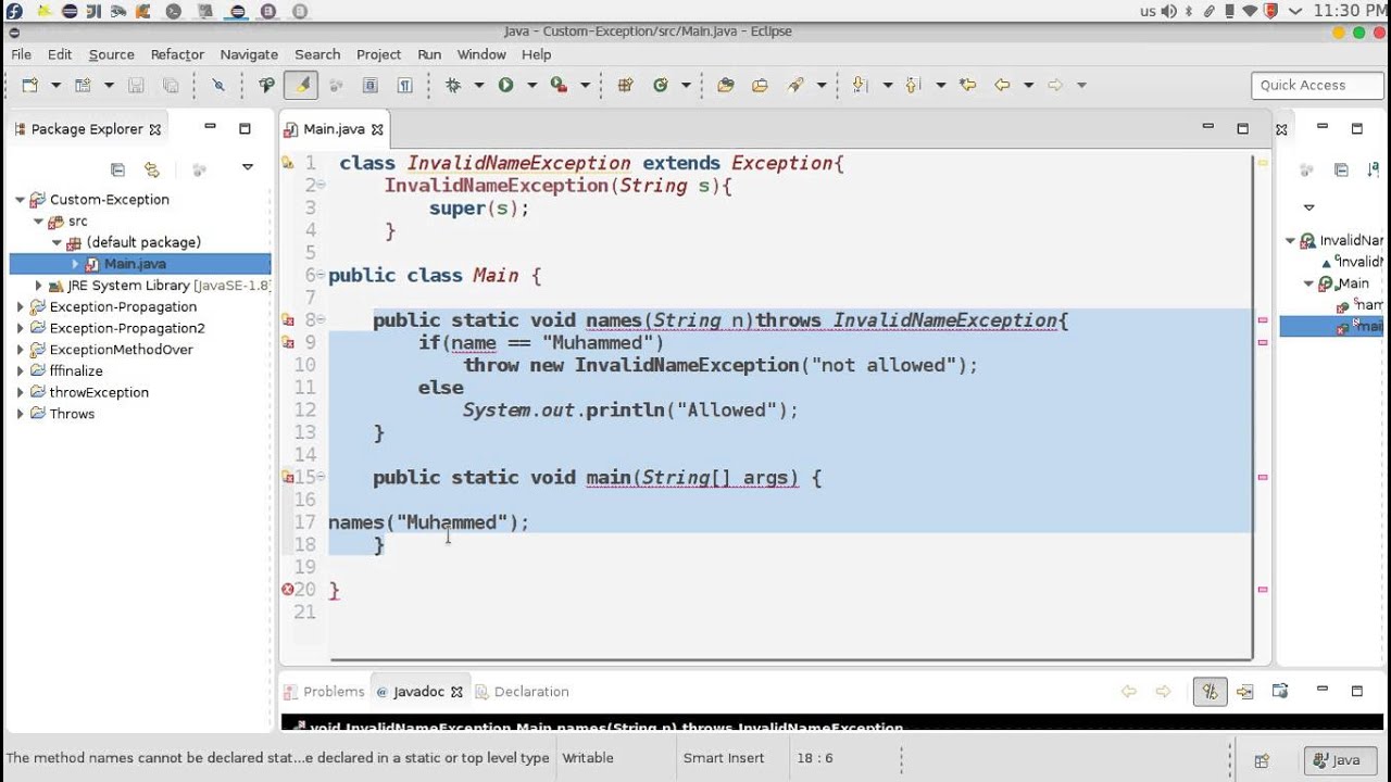 97 Java Advanced Exception Handling Custom Exception JAVA 97 java advanced exception handling custom exception java