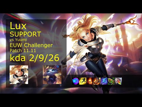 Lux Support vs Yuumi - EUW Challenger 2/9/26 Patch 11.11 Gameplay