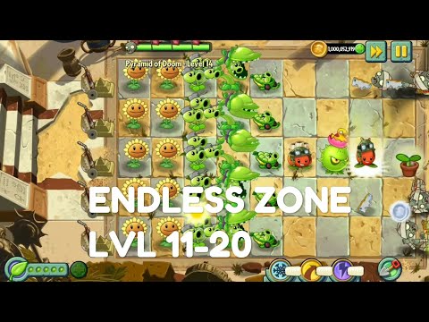 Plants vs Zombies 2 - Ancient Egypt | Endless Zone All Max Level Plants Test Level 11-20