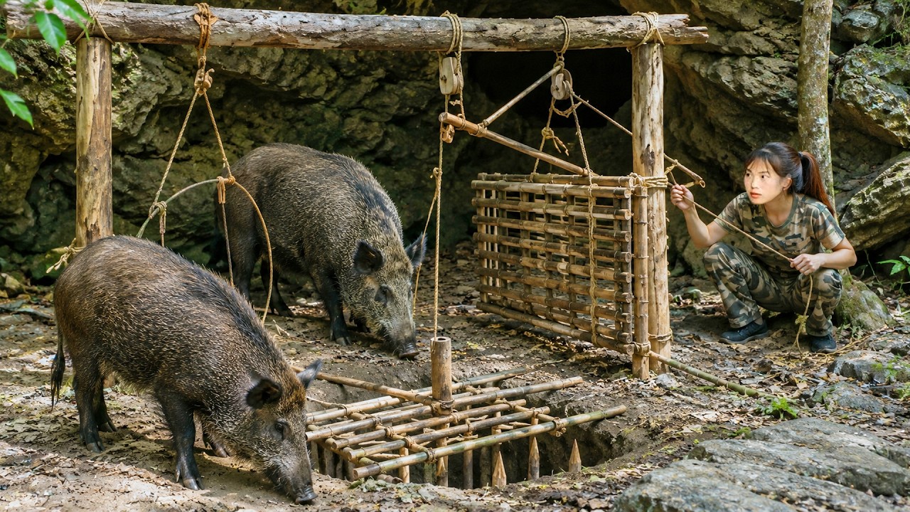 200 Days in the Wilderness Alone | Building Deadly Wild Boar Traps to Survive