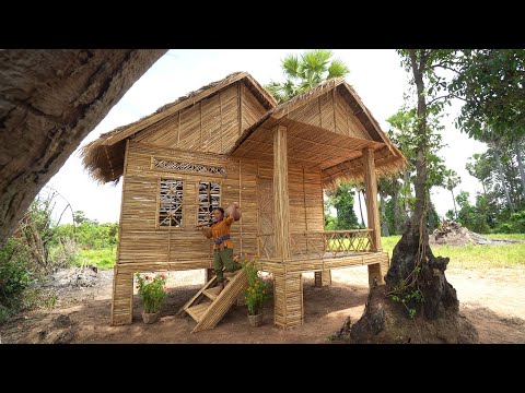 100 Days She Build Beautiful Millionaire Luxury Bamboo Villa House by Ancient Skills