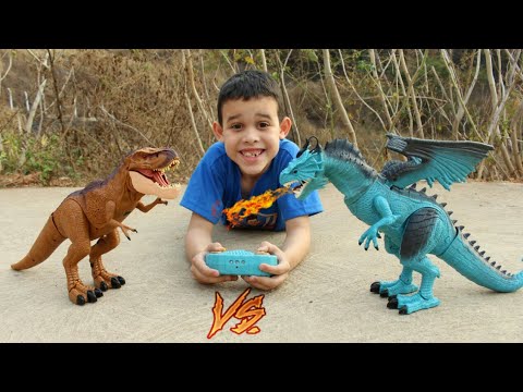 LUCAS e PAPAI BRINCAM de DINOSSAURO vs DRAGÃO DE CONTROLE REMOTO