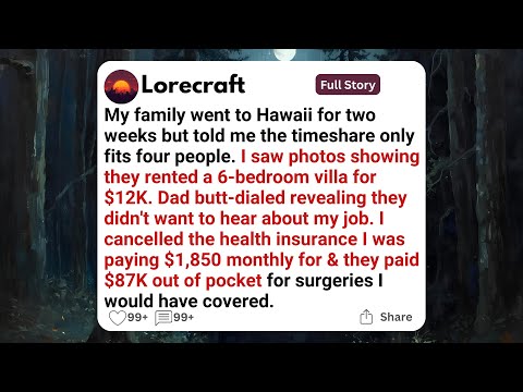 My family went to Hawaii for twoweeks but told me the timeshare onlyfits four people. I saw photos..