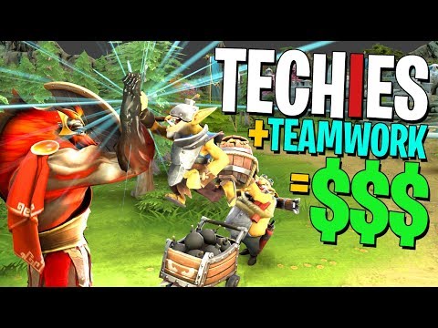 Techies + Teamwork = Profit - DotA 2 Funny Moments