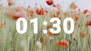 1 Minute 30 Second Timer with Relaxing Music and Alarm, Countdown Clock for Stress Relief