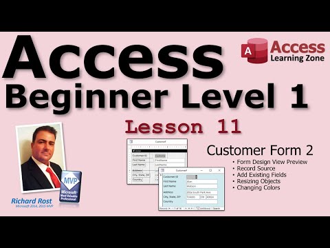 Microsoft Access Beginner 1, Lesson 11: Customer Form Part 2. For Access 2016, 2019, 365 Tutorial