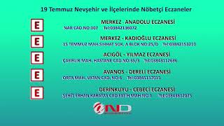 19 Temmuz Nöbetçi Eczaneler