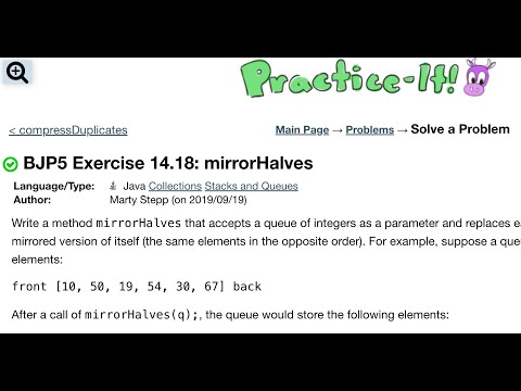 Java Practice It | Exercise 14.18: mirrorHalves | Collections, #stacks and #queues stack queue