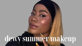 ✨Glowy Summer Makeup Tutorial  | Dewy Skin , Minimal Effort !