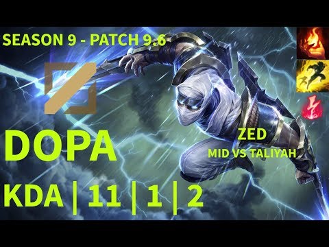 Dopa ZED Mid vs TALIYAH | Patch 9.6 | LOL KR Rank
