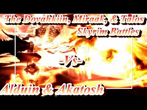 Skyrim Battles - Akatosh & Alduin vs The Dovahkiin, Miraak & Talos [Legendary Settings]