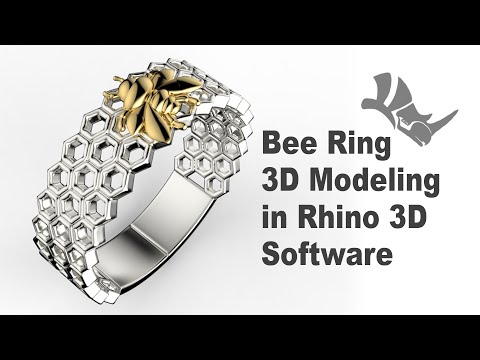 Bee Honeycomb Ring- Jewelry CAD Design Tutorial 3D Modeling with Rhino 3D #345