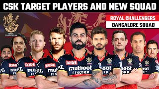 IPL 2022 : RCB Squad 2022 | RCB Target Players 2022 Mega Auction | Royal Challenegrs Bangalore Squad