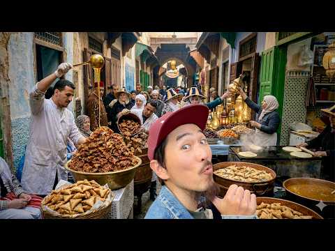 Mercato di cibo di strada del Ramadan in Marocco 🇲🇦 Caos nella vecchia medina di Tetouan