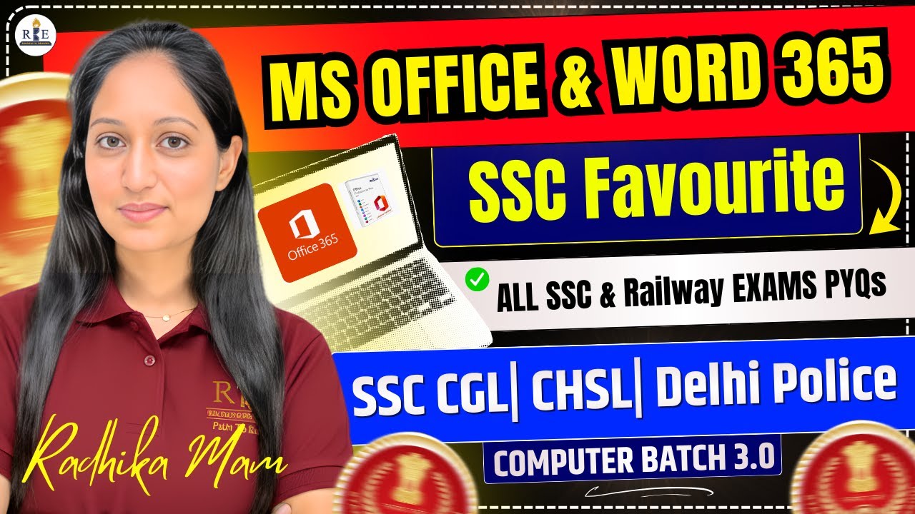 MS Office & Word 365| Computer 3.0 Practice Class-12| SSC & Railway Exams| Radhika Mam