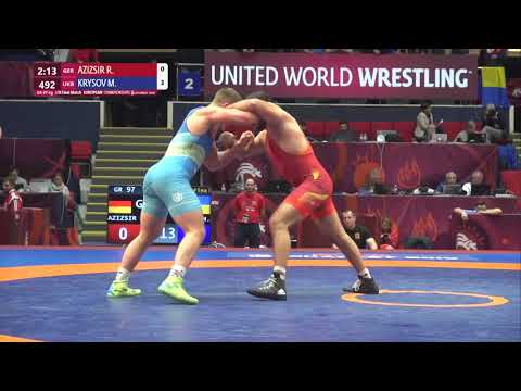 1/8 GR - 97 kg: R. AZIZSIR (GER) v. M. KRYSOV (UKR)