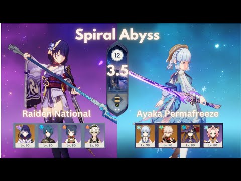 C0 Raiden National & C0 Ayaka permafreeze | 3.5 Spiral Abyss  Genshin Impact|