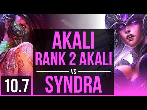 AKALI vs SYNDRA (MID) | Rank 2 Akali, Rank 8, 2 early solo kills, Dominating | NA Challenger | v10.7