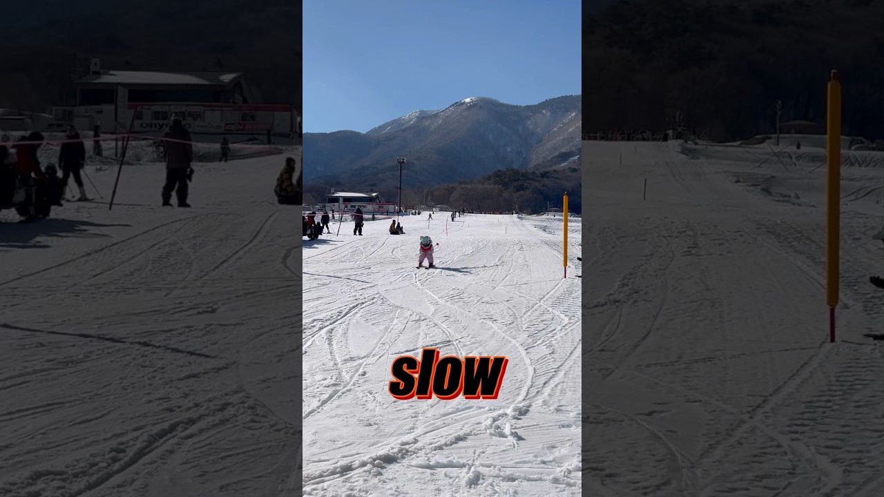【She crossed the finish line at a very fast speed.】#ski #skiing #4yearsold