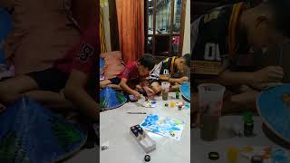 Azki Azka melukis di topi camping besek #fyp#viral#ikutlomba#melukistopi