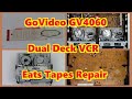 GoVideo GV4060 Dual Deck VCR, Eats tapes, No rewind or fast forward.