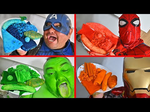 Blue Food VS Red Food VS Green Food VS Orange Food