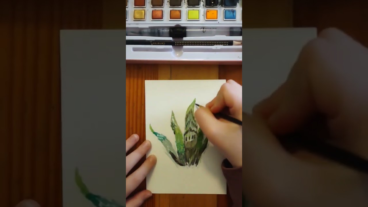 Beautiful minimalistic decor! #watercolortutorial #heartwayart #shorts  #watercolorpainting #plants