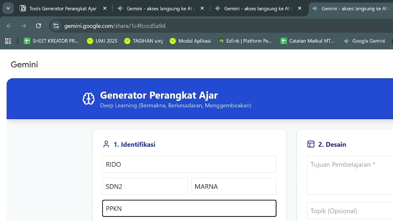 Aplikasi Pembuat Modul Ajar Deep Learning otomatis utk SD SMP SMA SMK