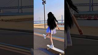 Download lagu Nashe Si Chadh Gayi | nashe si chadh gayi remix | Korean girl skating status | skating board #shorts mp3