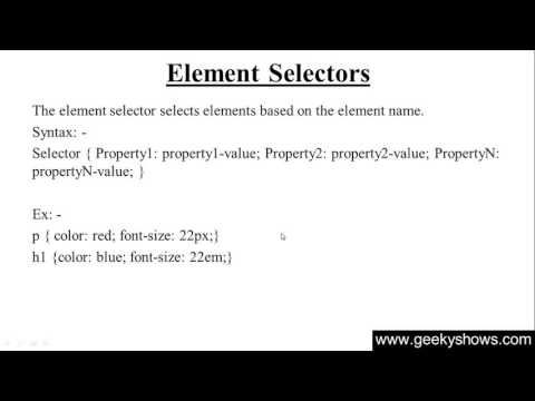 Element Selector in CSS Hindi