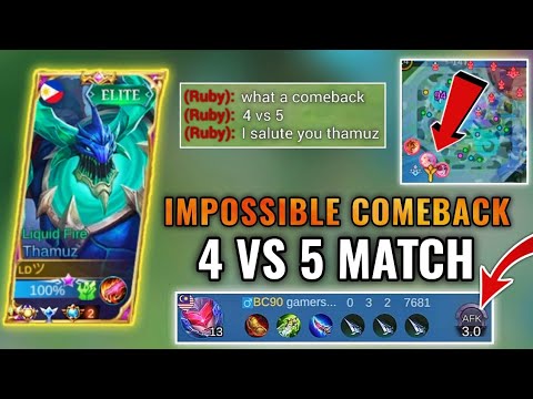 THAMUZ IMPOSSIBLE COMEBACK!! | 4 VS 5 MATCH THROUGHOUT THE GAME | TOP GLOBAL THAMUZ - MLBB