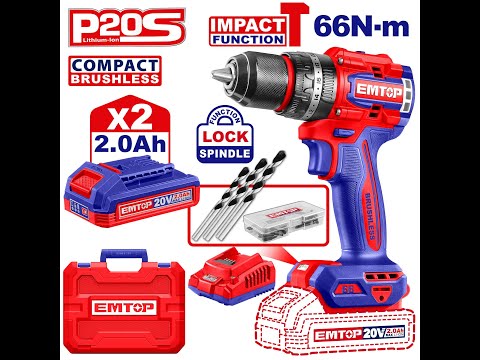 EMTOP Compact Brushless Cordless Impact Drill