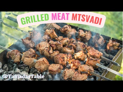 Grilled Meat on Skewers | Mtsvadi, Shishkebab, Shashlik |