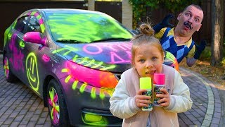 ПОКРАСИЛИ МАШИНУ ПРИВЕТ СОСЕДА! Даша ПРОПАЛА!? Сосед СХВАТИЛ Дашу? Funny video пранк HELLO NEIGHBOR