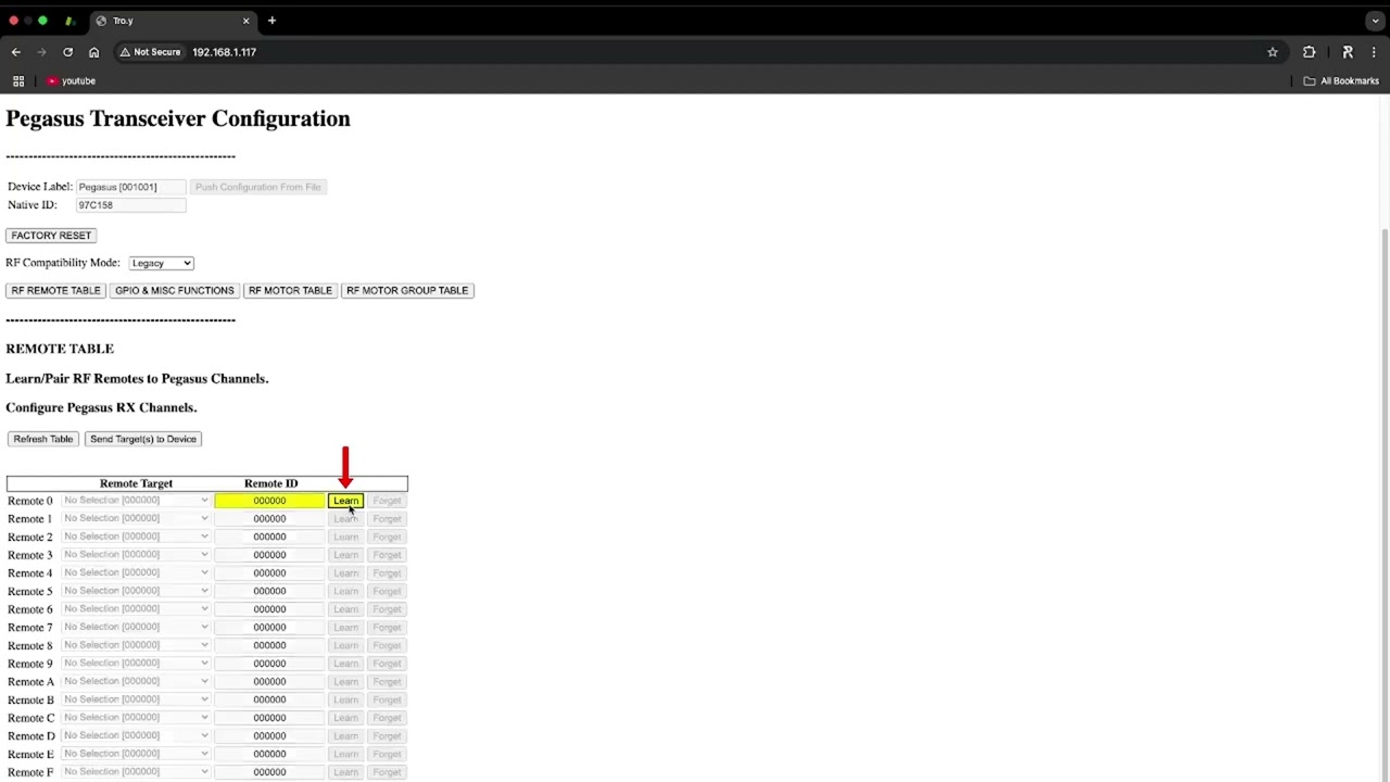 Pairing Remotes to Pegasus